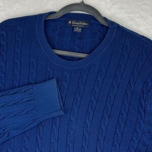 Brooks Brothers Sweater Men’s XL Blue Cable Supima Cotton Knit Long Sleeve
